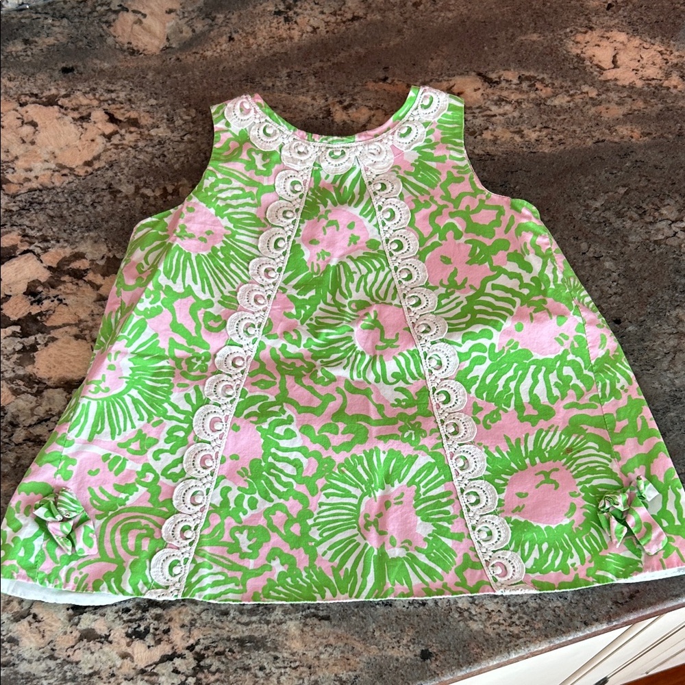 Lilly Pulitzer Pink and Green Dress with Lace Detail